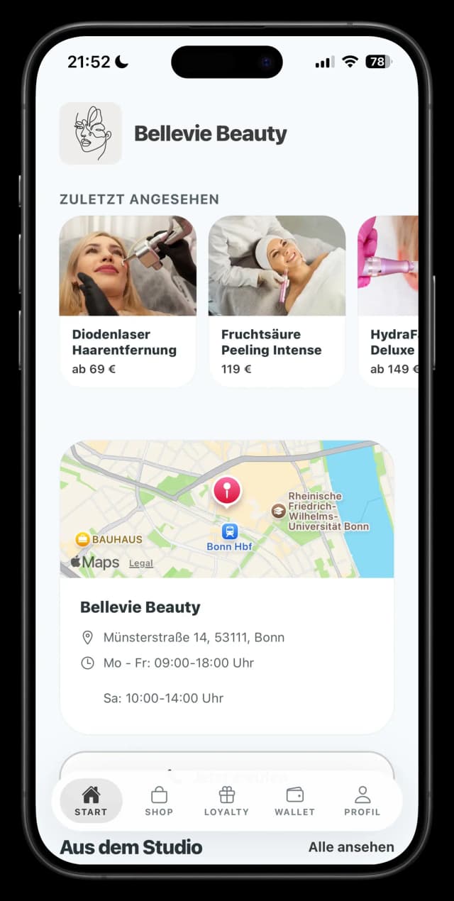 Dein Studio auf dem Homescreen